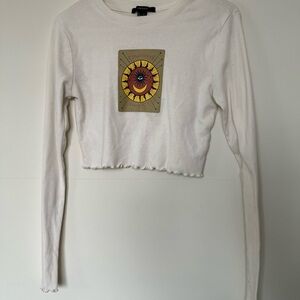Forever 21 White Graphic Crop T-Shirt